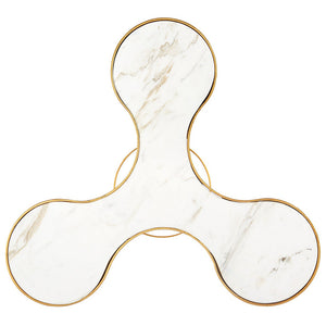 Gold Leafed Iron & Marble Clover Side Table – White Marble | Clover Collection | Villa & House