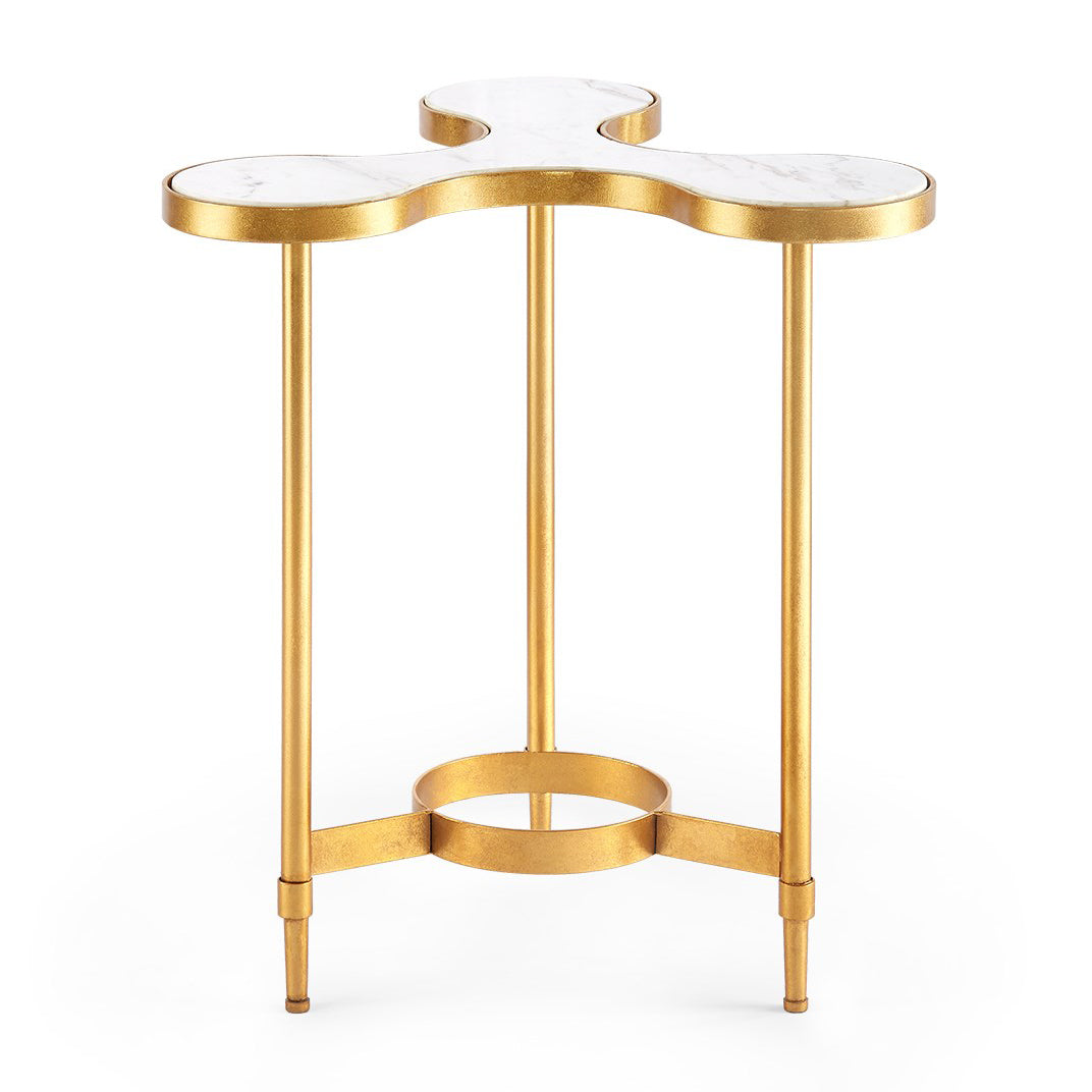Gold Leafed Iron & Marble Clover Side Table – White Marble | Clover Collection | Villa & House