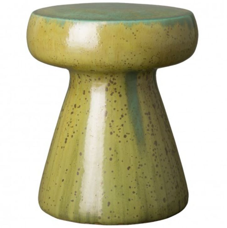 Mushroom Garden Stool - Moss Glaze
