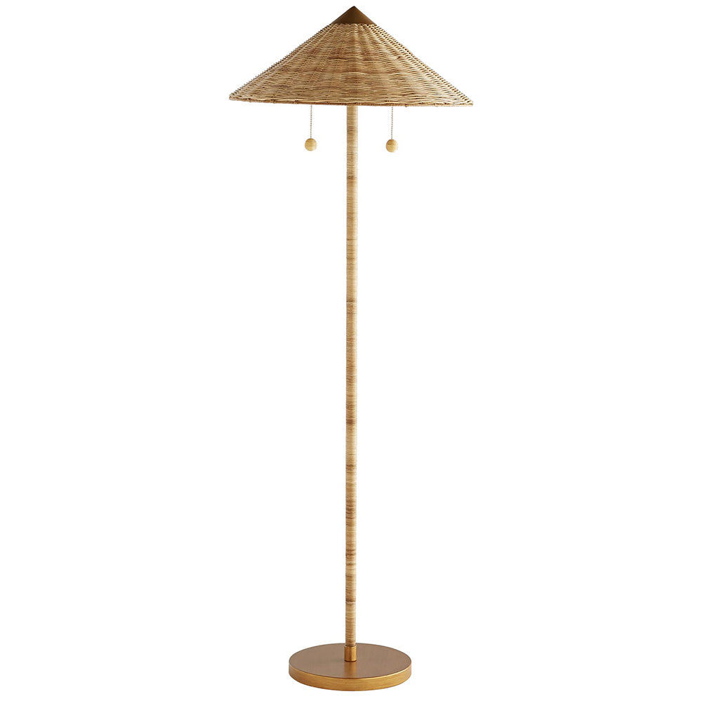 Arteriors Terrace Rattan Floor Lamp with Conical Shade