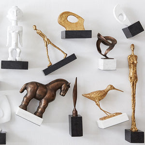 Cast Iron Figure Sculptures with Gold Leaf – Set of 2 | Dora Mar Collection | Villa & House