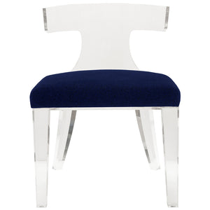 Worlds Away Duke Acrylic Chair with Velvet Cushion - Navy