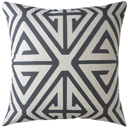 Diamond Fretwork Pillow – Grey