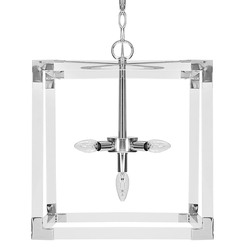 Worlds Away Eli Square Acrylic Pendant – Nickel