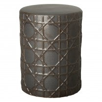 Cane Ceramic Garden Stool-Gun Metal Grey