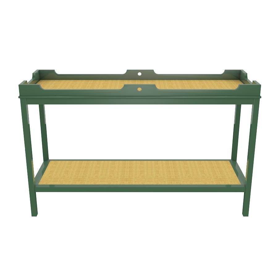 Fenwick Tall Lacquer Console with Shelf Green (Additional Colors Available)