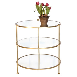 Worlds Away Simplicity Round Side Table with Mirror Tops – Gold Leaf