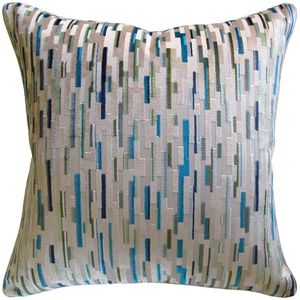 Staggered Blocks Pillow - Multi Blue