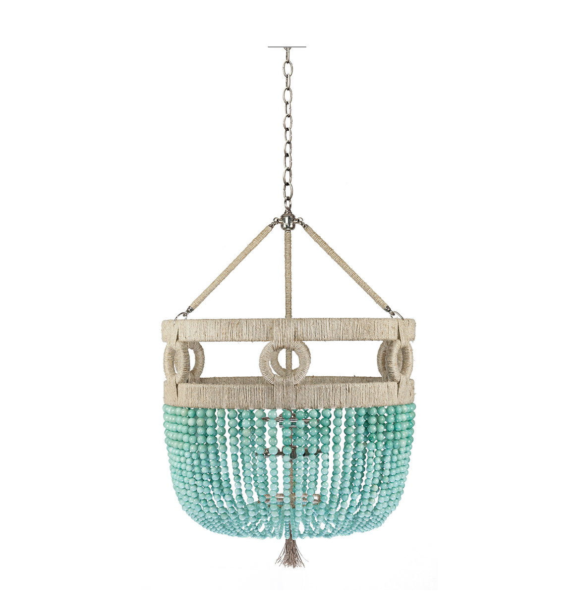 24" Frankie Malibu Beaded Chandelier - Turquoise Jade Beads