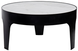 Noir Black Round Coffee Table - Quartz Top