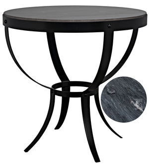 Noir Byron Side Table - Black Metal with Marble