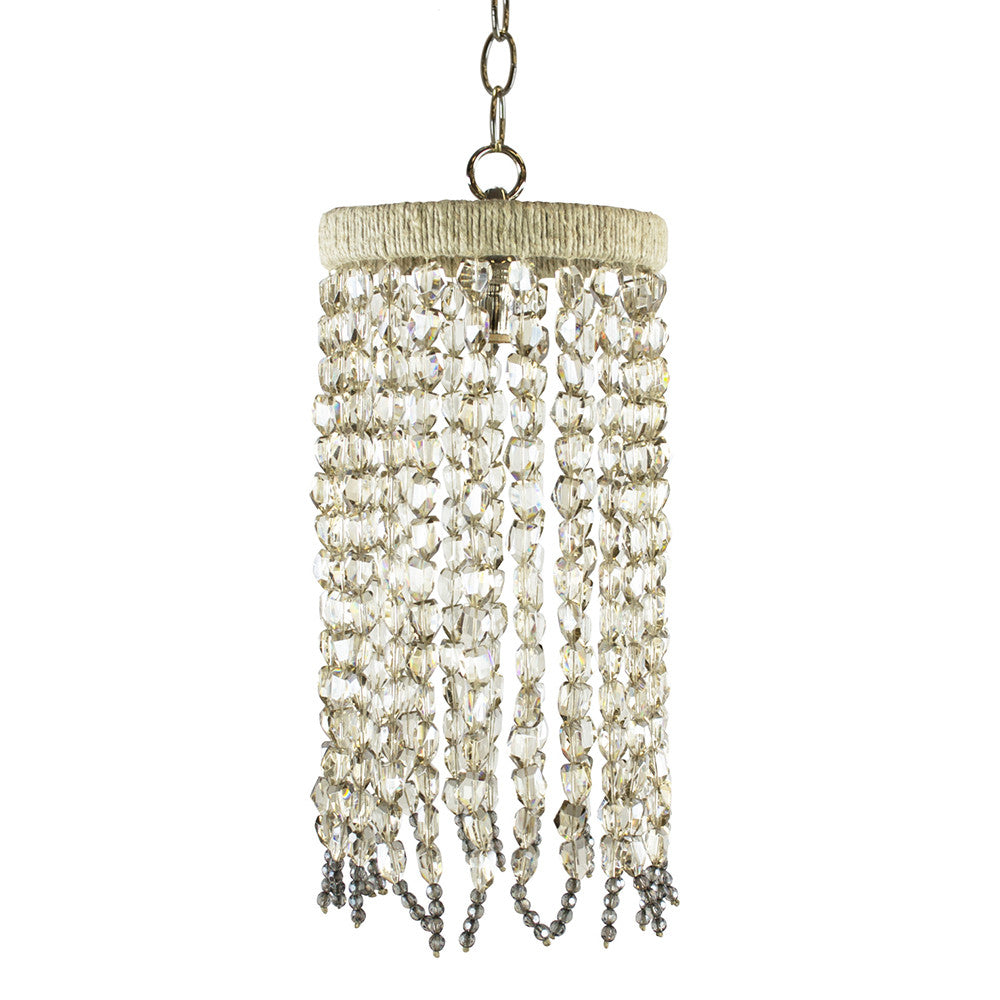 6" Gabby Beaded Pendant – Silver Mirrored Crystal Nugget Beads