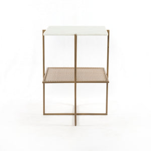 Olivia Night Table - Antique Brass & Marble
