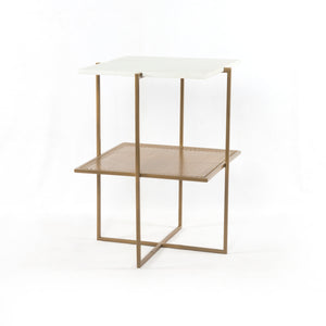Olivia Night Table - Antique Brass & Marble