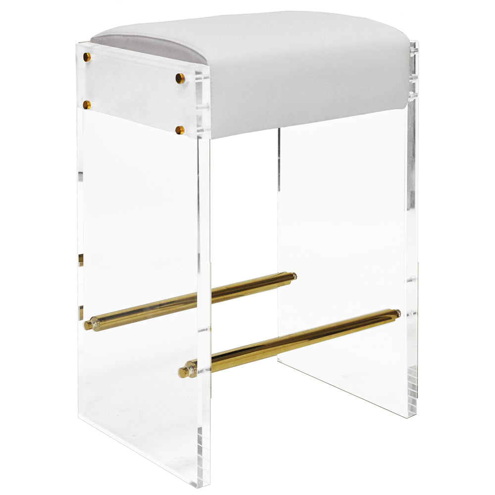 Worlds Away Indy Acrylic Counter Stool with Brass Accents