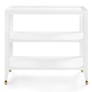 Lacquered Grasscloth 2-Shelf Console Table – White | Isadora Collection | Villa & House