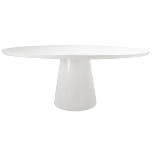 Worlds Away Jefferson Pedestal Oval Dining Table – White Lacquer