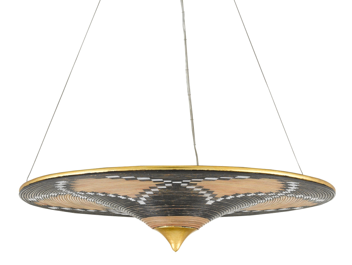 Currey and Company Canaan Chandelier - Contemporary Gold Leaf/Distressed Black/Distressed White