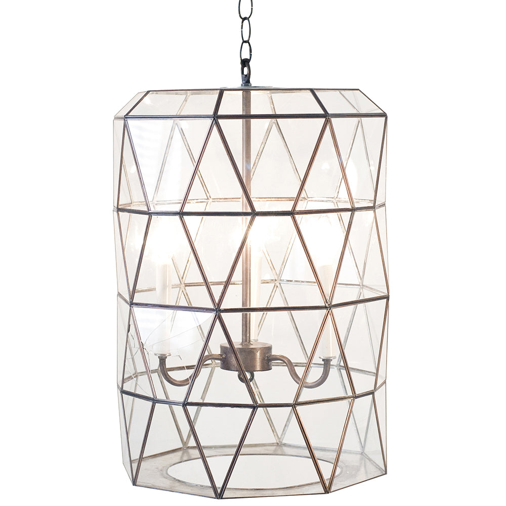 Worlds Away Moderna Clear Glass Faceted Pendant Light