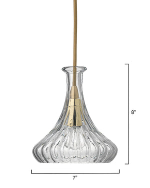 Carafe Style Clear Glass Pendant with Brass Hardware