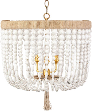 18" Malibu Beaded Chandelier – White Swirl Beads