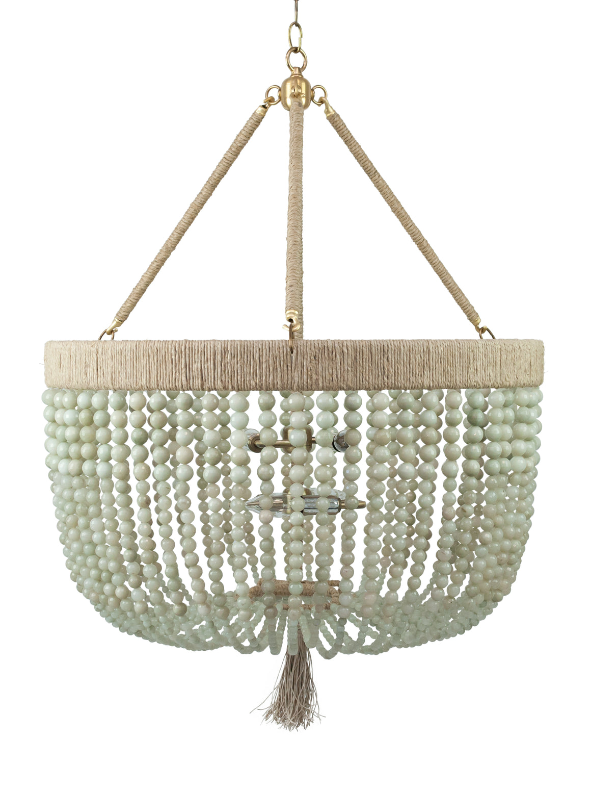 24" Malibu Beaded Chandelier with Arms – Cloud Jade Beads