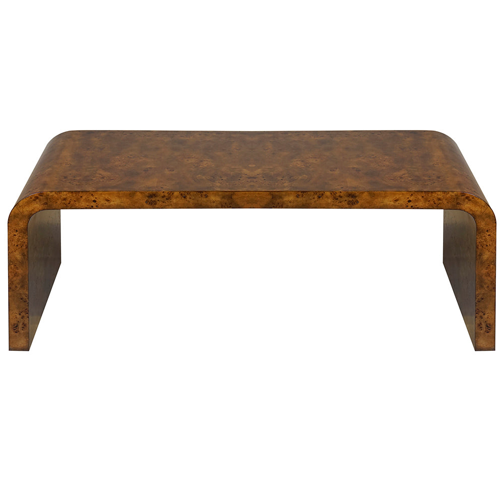 Worlds Away Newbury Waterfall Coffee Table – Dark Burl Wood