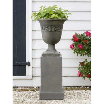 Williamsburg Strapwork Leaf Urn Planter - Alpine Stone Patina