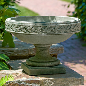 Banded Footed Stone Planter - Alpine Stone Patina