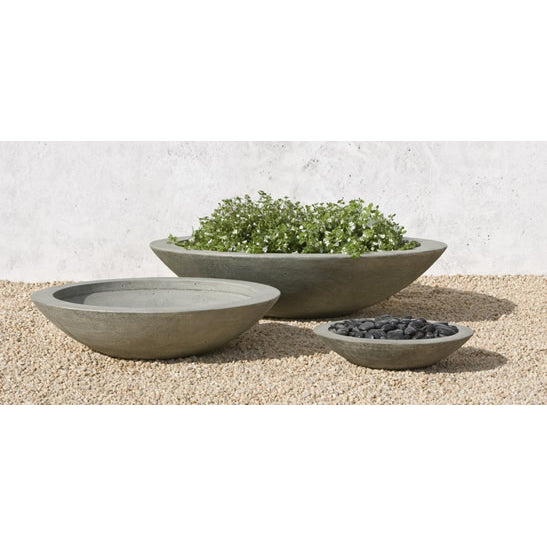 Zen Medium Low Bowl Planter - Alpine Stone Patina