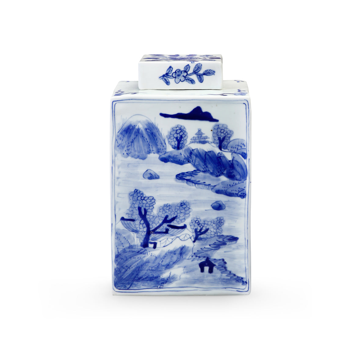 Square Jar in Blue and White | Peony Collection | Villa & House
