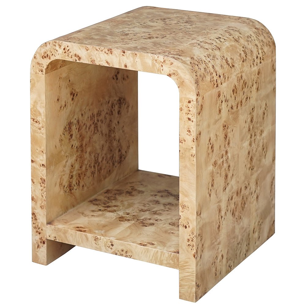 Worlds Away Putnam Waterfall Edge 2-Tier Side Table – Burl Wood