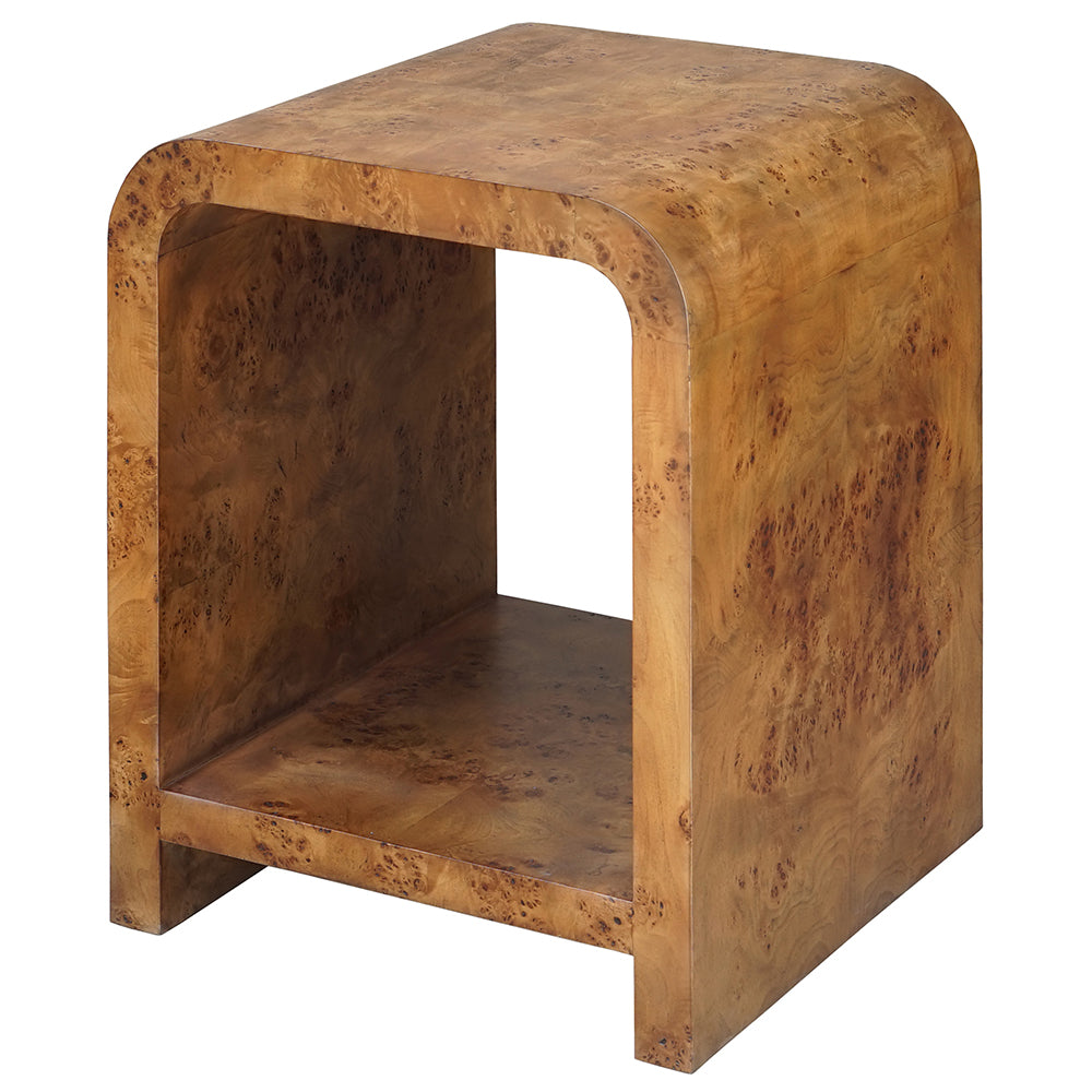 Worlds Away Putnam Waterfall Edge 2-Tier Side Table – Dark Burl Wood