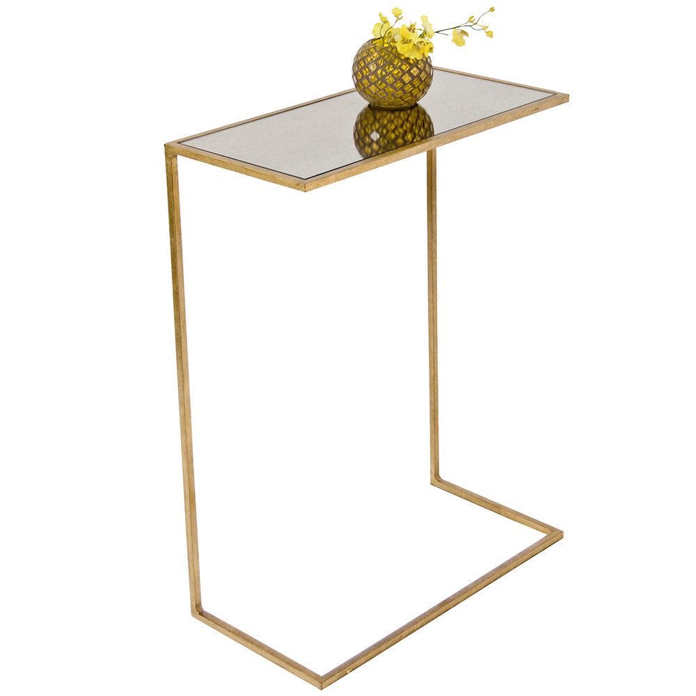 Worlds Away Rico Rectangular Antique Mirror Accent Table – Gold Leaf