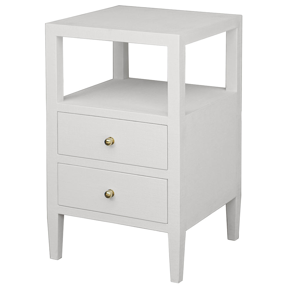 Worlds Away Roscoe 2 Drawer Side Table – White Linen