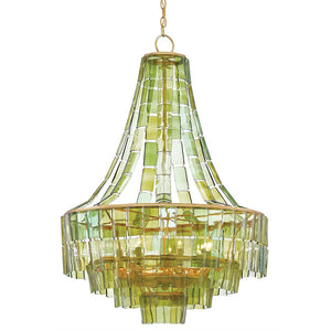 Currey and Company Recycled Wine Bottle Layered Chandelier