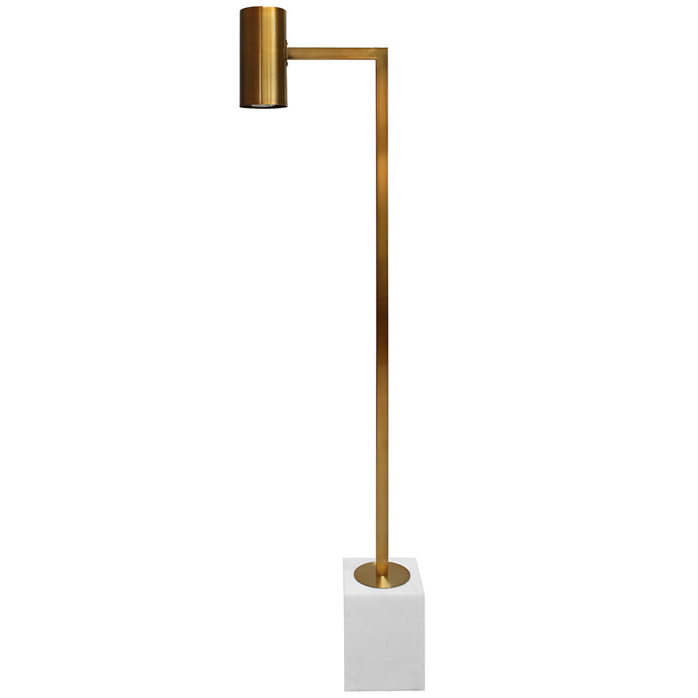 Worlds Away Sadie Floor Lamp with White Marble Base – Antique Brass