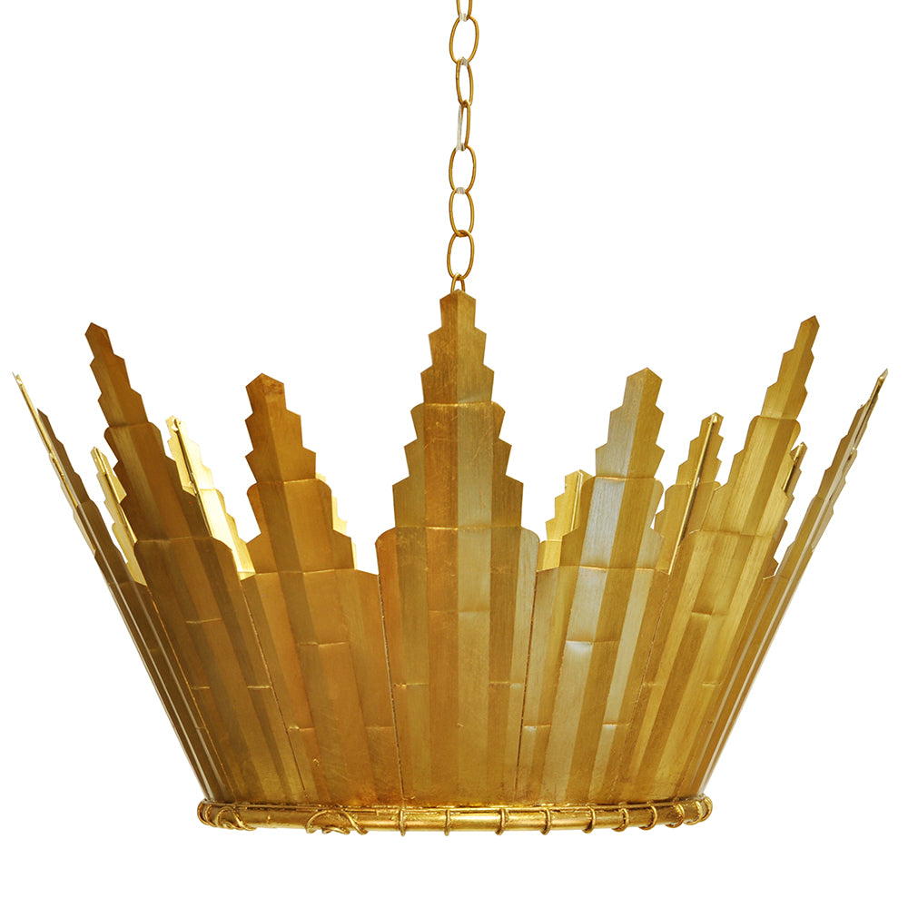 Worlds Away Santorini Metal Sunburst Chandelier  – Gold