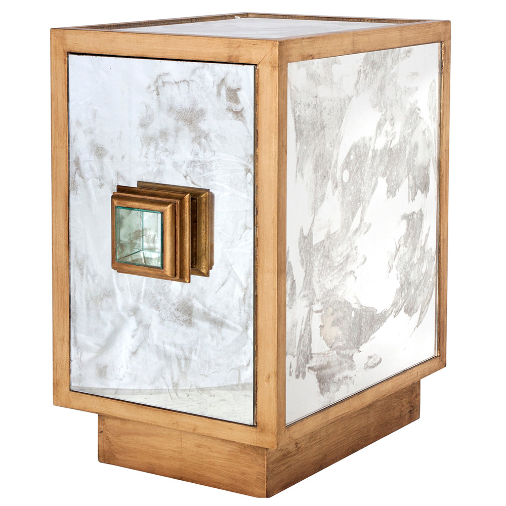 Worlds Away Savannah Mirrored Cabinet - Gold Leaf