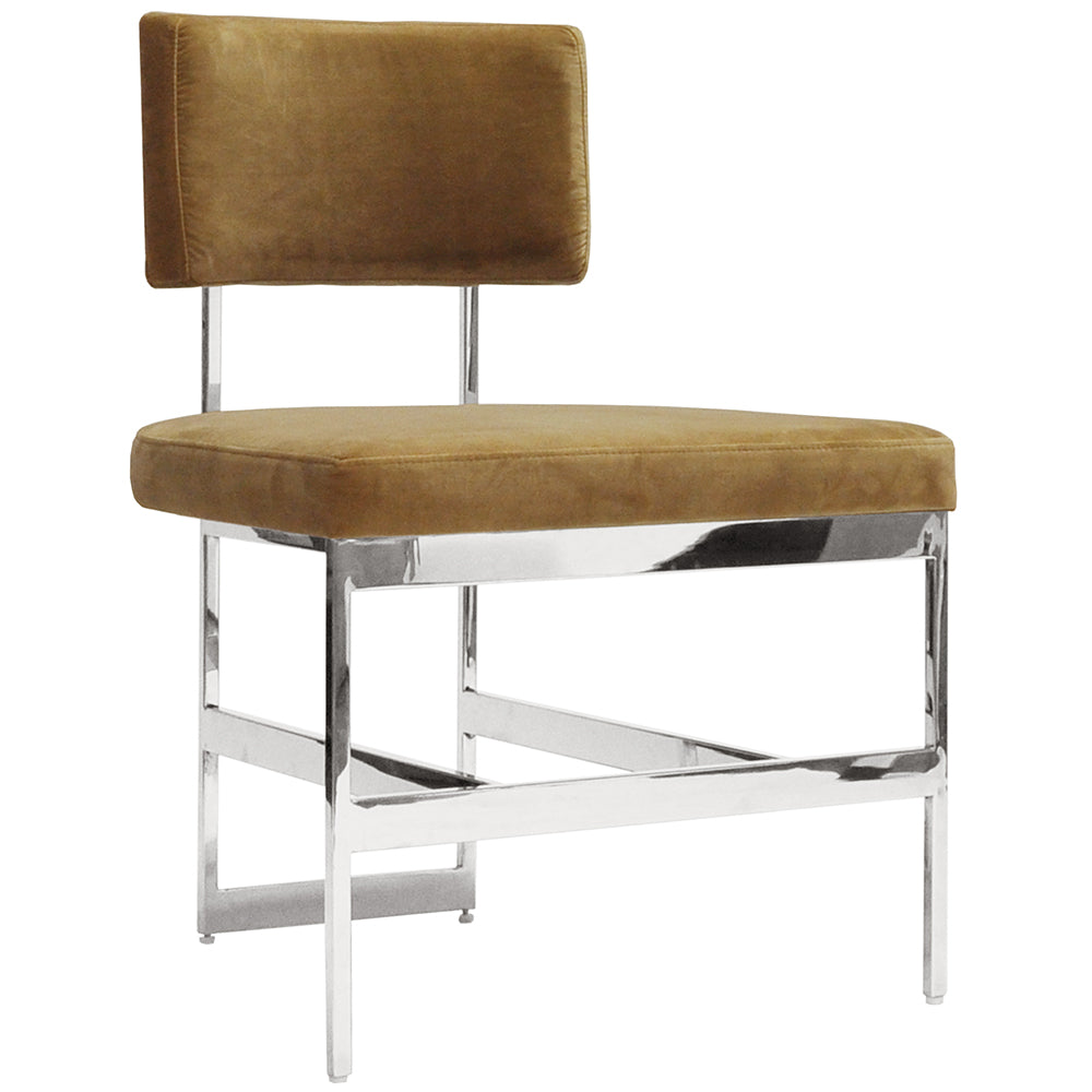 Worlds Away Shaw Nickel Frame Dining Chair – Camel Velvet