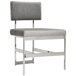 Worlds Away Shaw Nickel Frame Dining Chair – Grey Velvet