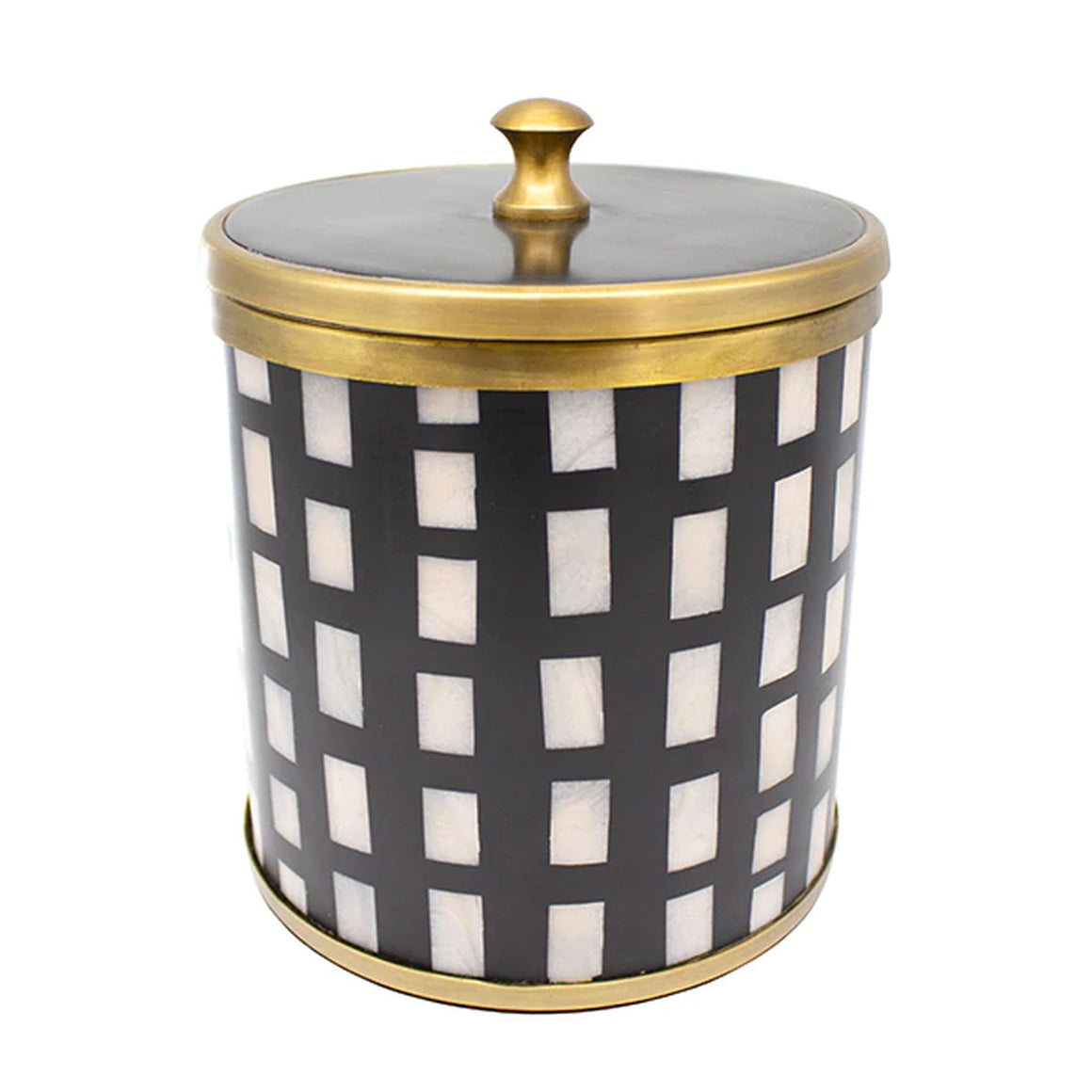 Worlds Away Skylar Ice Bucket - Black Resin with Mother of Pearl Inlay