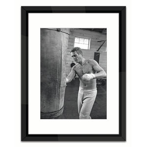 Worlds Away Black & White Lacquer-Framed Wall Art – Boxing