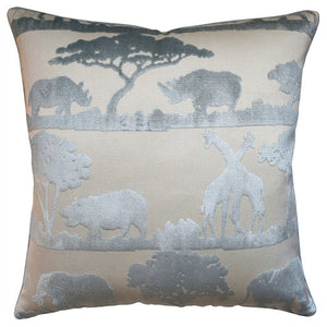 Safari Print Pillow – Cream & Silver