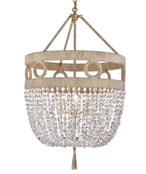 24" Frankie Malibu Beaded Chandelier - Clear Mirrored Crystal Nugget Beads