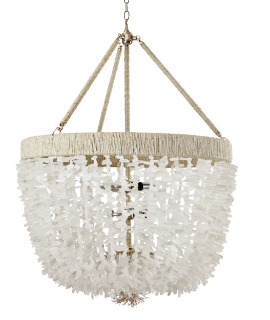 24" Malibu Beaded Chandelier with Arms – Clear Chunky Quartz Beads