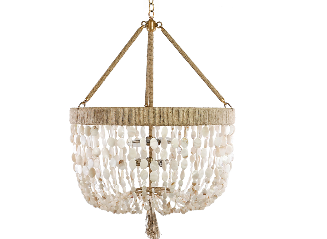 24" Malibu Beaded Chandelier with Arms – Mother of Pearl Beads