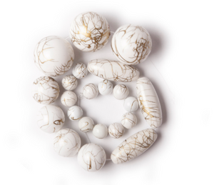 24" Malibu Beaded Chandelier with Arms – White Swirl Beads