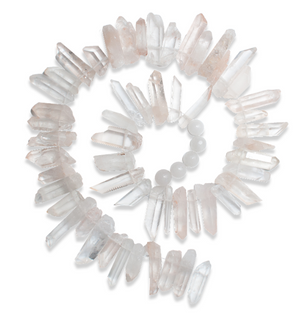 8" Gabby Beaded Pendant – Clear Chunky Quartz Beads