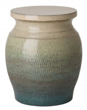 Small Koji Garden Stool - Cream & Teal Glaze